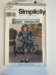 New Uncut FF Size 7-12 Girls Dress, Hat & Purse Sewing Pattern, Simplicity 9707 - Picture 1 of 6