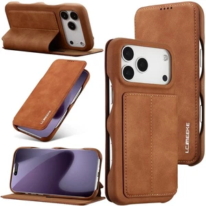 Étui portefeuille cuir pochette cartes pour iPhone 17 16 15 14 Pro Max 13 12 11 - Picture 1 of 19