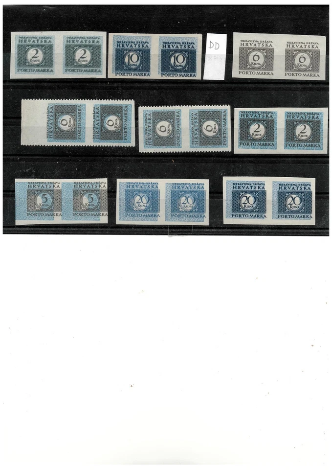 Croacia _ NDH 1942/44. Lote sellos de porto con error de impresión MNH, ver descripción Foto 1 de 1