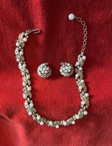 Crown Trifari Heavy Gold, Diamond, Pearl Necklace & Matching Earrings MINT - Picture 1 of 17