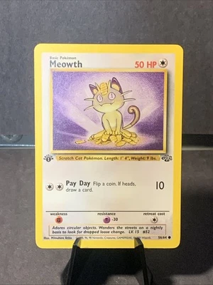 Pokemon TCG Meowth 56/64 Jungle Set Unlimited Regular 1st Edition 1999 WOTC VTG - Image 1 of 2