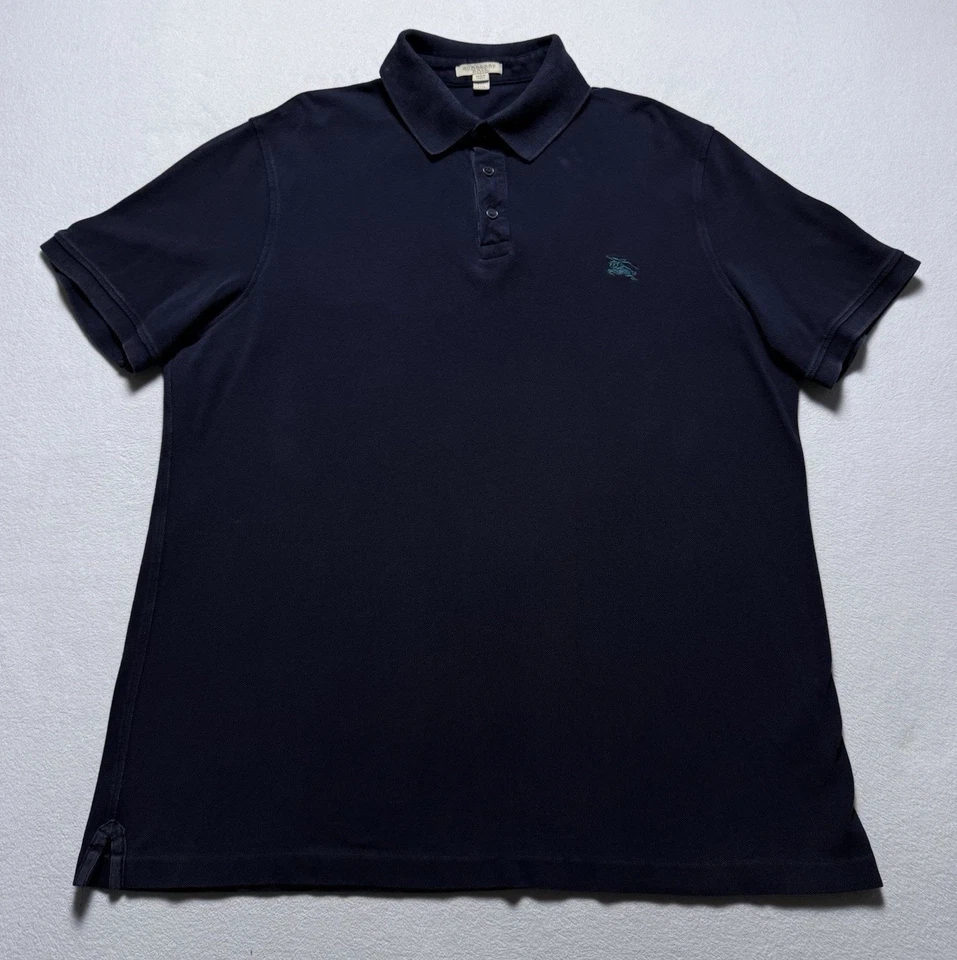 Burberry Brit Polo Shirt Mens XXL Navy Blue Pique Short Sleeve Knight Logo 2XL - Image 1 of 4