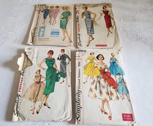 Lot 4 VTG 50s? Simplicity Womens sz 11 Dress Patterns, Jumper, 1 w/ Overskirt - Picture 1 of 1