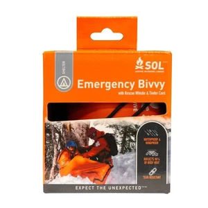 SOL Emergency Bivvy with Rescue Whistle Thermal Blanket EDC Survival Kit Orange - Picture 1 of 8
