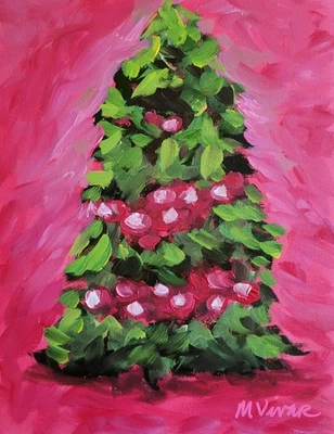 Pintura Expresionismo Abstracto Acebo Árbol de Navidad Original MONA VIVAR Foto 1 de 4