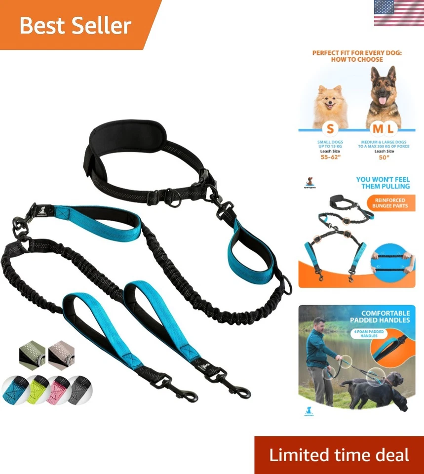SparklyPets Hands- Dog Leash for Medium and (Pack of 1) Blue