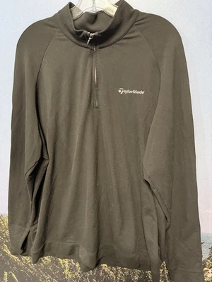 Adidas Men's XXL TaylorMade 1/4 Zip Golf Pullover Mock Collar Black - Image 1 of 4