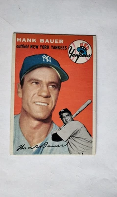 NICE EX+.  COND 1954 TOPPS #130 HANK BAUER (YANKEES)  BASEBALL CARD - Image 1 of 3