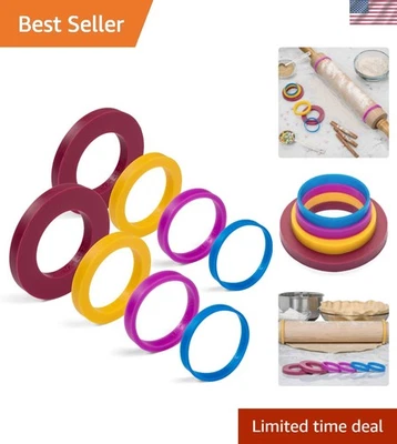 Baking Made Easy: 8 Flexible Silicone Rolling Pin Guide Bands for Perfect Dough - Image 1 of 4