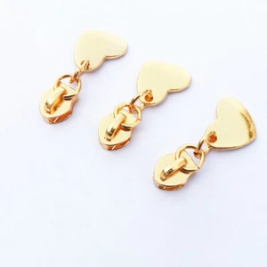 10Pcs 5# Heart Pendant Metal Zipper Head Sliders Puller Zip Repair Replacement - Picture 1 of 5