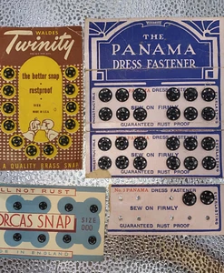 3 Vintage Dress Fastener Snaps of Original Cards DORCUS + PANAMA + TWINITY - Picture 1 of 2