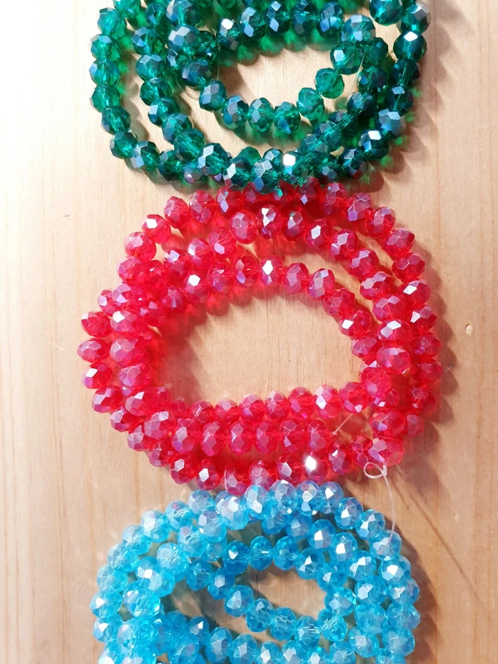 1 Strang Facettierte Glitzer Glasperlen Schmuckbeads Rondelle Galvanisiert Ø 6mm - Bild 1 von 1