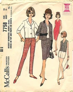 Vestido falda chaqueta vintage 1965 McCall's patrón de costura 7758 Misses talla: 10 - Imagen 1 de 2