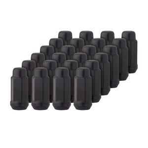 24 Black 14x1.5 Closed End XL Bulge Acorn Lug Nuts for Custom Wheels