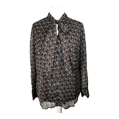 Brown Gold Glitter Pussy Bow Blouse Size 16 Black Lightweight JD Williams BNWT - Image 1 of 4