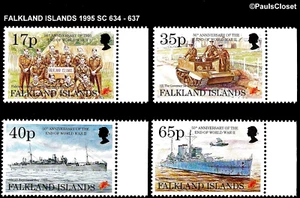FALKLAND ISLANDS 1995 SC 634-637 END OF WWII 17p - 65p MULTI MNH SS VF - Picture 1 of 2