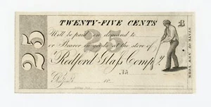 1800's 25c The Redford Glass Company - NEW YORK Merchant Scrip AU+ - Picture 1 of 2