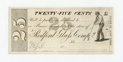 1800's 25c The Redford Glass Company - NEW YORK Merchant Scrip AU+ - Image 1 of 2
