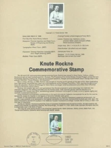 2376 22c KNUTE ROCKNE - Página de recuerdo - Imagen 1 de 1