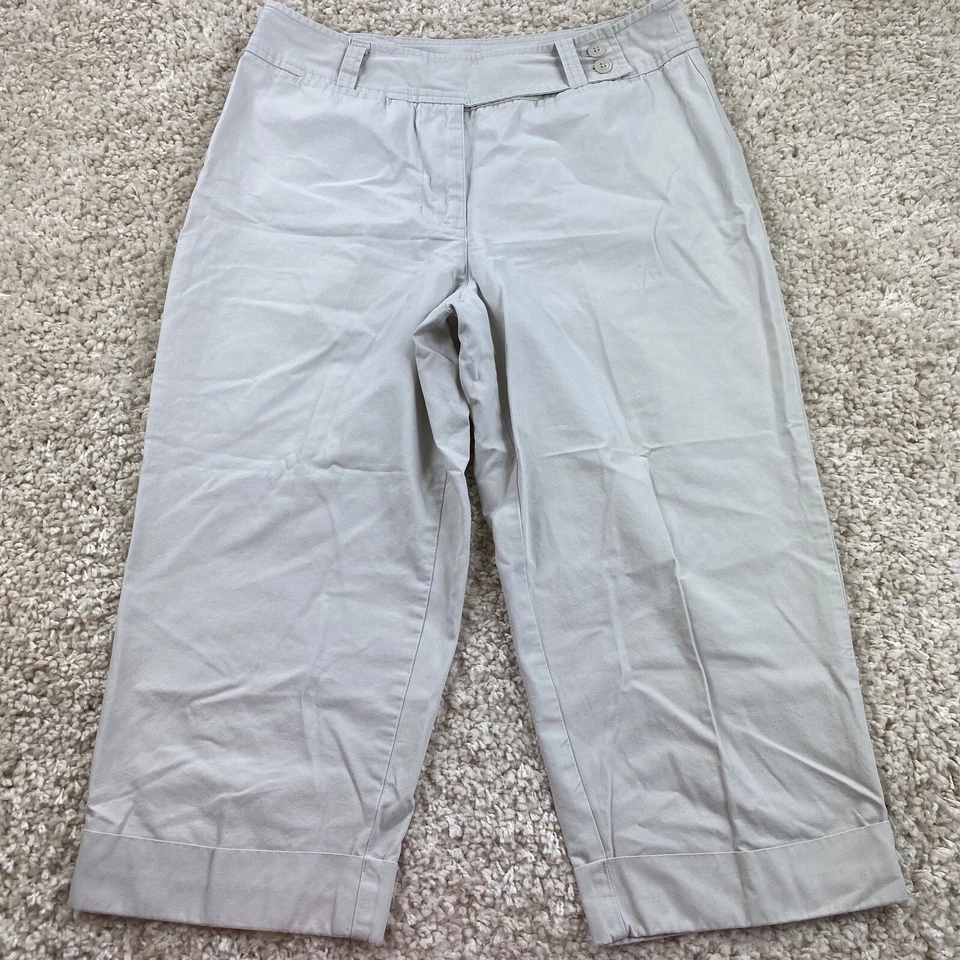 white stag womens size 10 petite khaki beige cropped capri pants straight leg - Image 1 of 4