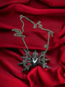 cuore collana 6x10cm Vintage Sacred Art barocco Madonna jewelry - Foto 1 di 12