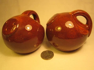 Vintage KERAMIK Salz & Pfefferstreuer Set BRAUN KRUG [Z230m] - Bild 1 von 2