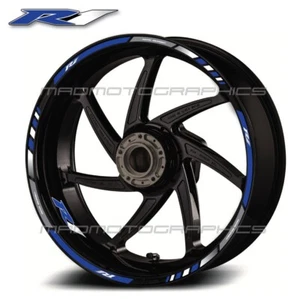 YZF-R1 motorcycle wheel decals rim stickers stripes for Yamaha YZF R1 blue/wth - Picture 1 of 2