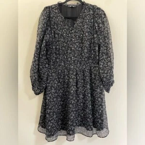 Mini Vestido Madewell Dotted Vines Cuello Volantes en Negro - S - Imagen 1 de 10