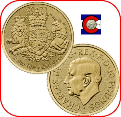 2023 Great Britain Royal Arms 1/10 oz Gold Coin in Capsule from The Royal Mint - Image 1 of 3