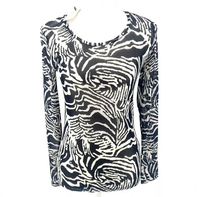 SPARKZ COPENHAGEN Soft Long Sleeve Scoop Neck Zebra Print Tee S M - Image 1 of 4
