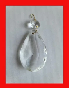Vintage Crystal Beveled Small Teardrop & Glass Octagon For Chandelier Or Lamp - Picture 1 of 2