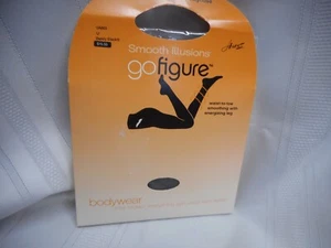 Hanes Go Figure WAIST TO TOE Pantyhose Smooth Illusions Size IJ Barely Black - Picture 1 of 4