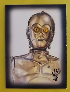 sketch card art C-3PO star wars POTRATZ + HAI not topps PROTOCOL DROID aceo - Picture 1 of 7