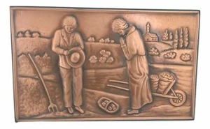 Quadro in rame da parete rettangolare contadini campi da appendere muro arredo - Picture 1 of 1