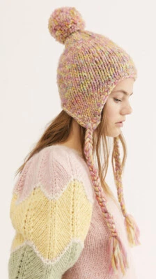 Free People Fox Trot Knit Trapper Hat Pink One Size NWOT $38 - Image 1 of 4