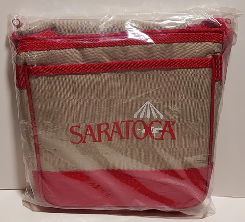 Saratoga NY Race Track Give Away~Insulated Picnic Cooler Bag~Beige/Red~NIP Cover