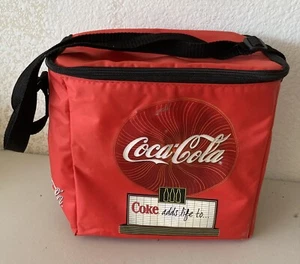 Vintage Coca Cola Insulated Cooler Soft Tote Bag Coke Six Pack Zipper Strap - Picture 1 of 8