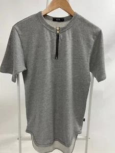 EPTM Men's Basic Collar Zipper Short Sleeve Tee HGrey - Picture 1 of 2