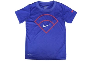 Nike Kids Dri Fit Short Sleeved Shirt, Size 4.0 to 7.0 Blue, Baseball 86E768-U1U - Picture 1 of 5