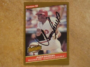 JUAN SAMUEL SIGNED AUTOGRAPHED 1986 DONRUSS CARD #37 PHILADELPHIA PHILLIES - Picture 1 of 2