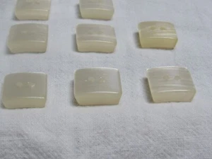 Vintage Set 8 Plastic Moonglow Buttons Cream Pale Yellow Thick Curved - Imagen 1 de 7