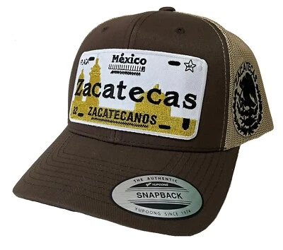 PLACA DE ZACATECAS 2 L OGOS EL CHAPO GUZMÁN SOMBRERO MARRÓN CAQUI MALLA MÉXICO Foto 1 de 4