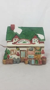 Porcelain Christmas Village Lighted House Dickensville Brown Sons - Picture 1 of 6
