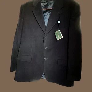 Lauren Ralph Lauren Black COTTON  Mens Sport Coat Blazer 3B  Vent 46R - Picture 1 of 12