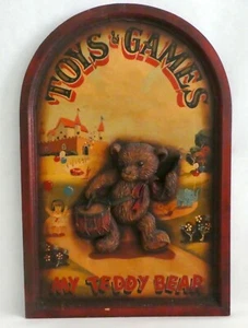TOYS & GAMES Wall Art Sign 3 D Teddy Bear Childrens Game Room - Picture 1 of 9