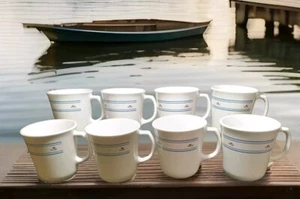 Corelle Country Herz Kaffeetassen Tassen 8er Set Corning Ware Blumen weiß - Bild 1 von 8