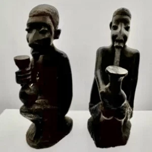 Blackwood African Hand Carved Men Makonde People Tanzania Ebony Wood Wooden - Picture 1 of 4