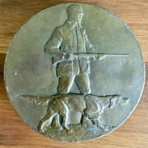 Vintage 1976 Indiana Metal Craft Hunter Hunting Dog Belt Buckle - Picture 1 of 2