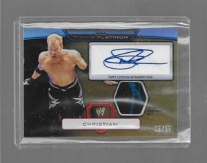 2010 Topps WWE - CHRISTIAN - Gold Autograph Worn Relic - WRESTLING #d 05/25