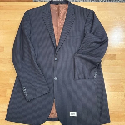 Blazer Caravelli Azul Marino Rayas Dos Botones Para Hombre 44L Mezcla Lana Foto 1 de 4